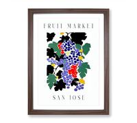 Grapes San Jose Fruit Market Exhibition Framed Print | A2 Walnut Framed Wall Art | Ready to Hang | Modern Food Picture | Living Room Bedroom Lounge Office