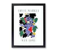 Grapes San Jose Fruit Market Exhibition Framed Print for Living Room Bedroom Home Office, Wall Art Picture Ready to Hang, Black A2 (64 x 46 cm)