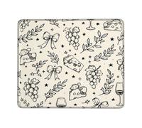 Grapes Small Mouse Pad, Elegant Classic Cheese Wine Glass Fall Black Square Rubber Washable Portable Travel Mousepad Desk Accessories for Gaming Computer Laptop Square 8x10 Inch