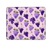 Grapes Small Mouse Pad, Fruit Playful Vines Leaves Summer Violet Square Rubber Smooth Mini Travel Desk Mousepad Idea for Home Office Desk Laptop Gamers Gift Square 8x10 Inch