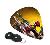 Grapes Wine Bottles And Drink Set Of 6 Guitar Plectrums For Acoustic Guitar, Electric Guitar, Bass, Ukulele - Thin, Medium And Thick.