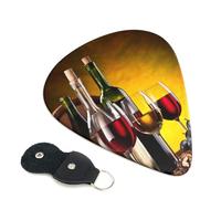Grapes Wine Bottles Printed Guitar Picks 6 Pcs Guitar Plectrum Acoustic Electric Guitar Pick For Bass Electric Acoustic Guitars Ukulele Thin Medium Thick Set 0.71mm