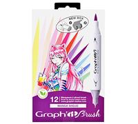 Graph ’ It Brush Marker Set Of 12 Markers To Alcohol Double Tip for Drawing Of Manga And Illustration, Tip Extra-Fine And Brush - Set Manga Shojo