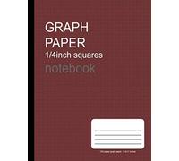 graph paper 1/4 inch squares notebook: 8.5 x 11 " size paper , 100 pages : red cover
