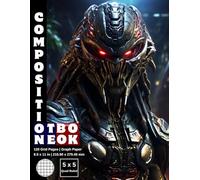 Graph Paper Composition Notebook Quad Ruled 5x5: 120 White Paper Grid Pages Gray 5 Squares per Inch 60 Sheets for School College Student Teacher Class ... Draw Size 8.5”x11” Alien Predator Warrior 7.