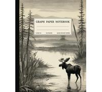 Graph Paper Composition Notebook: Quad Ruled 5x5 Moose Misty Marsh Black and White Vintage Aesthetic wildlife Illustration. For Students, Teachers. College, School, Office & Work