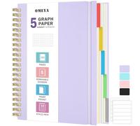 Graph Paper Notebook: 5 Subject Graphing Notebook with Removable Dividers, 300 Pages 100gsm Thick Spiral Grid Notebooks, 5x5 Graph Ruled Paper, Large A4 Journal for School Work Women Men, 8.5" X 11"