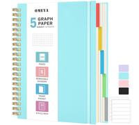 Graph Paper Notebook: 5 Subject Graphing Notebook with Removable Dividers, 300 Pages 100gsm Thick Spiral Grid Notebooks, 5x5 Graph Ruled Paper, Large A4 Journal for School Work Women Men, 8.5" X 11"