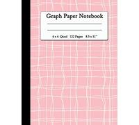 Graph Paper Notebook: Cute Pink cover for gril and women - Grid Composition Notebook for Math and Science Students Blank Quad Ruled (4 squares per inch), 8.5’’ x 11’’, 122 pages
