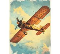 Graph Paper Notebook - Vintage Fighter Plane Illustration: Perfect for math, science, technical drawings, engineering notes, bullet journaling, or aviation-themed planning. Size 8.5x11 and 100 pages.