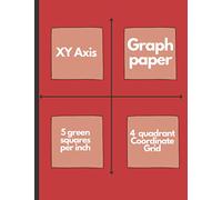 Graph Paper XY Axis 4 Quadrant Coordinate Grid: 5 Squares Per Inch Red