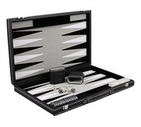 Graphene Grey Leather Backgammon Set 18 Inch