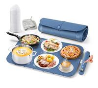 Graphene Heating Food Warmer Mat, Detachable & Foldable, 6 TEMP Setting Food Warming Mat, 1-6 Hours Auto-off, Blue | 60×37 | UK Plug | Silicone Electric Food Warmers Mat for Parties Home