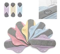 Graphene Reusable Incontinence Pads (6 Pack) - Washable Cloth Menstrual Pads for Heavy Flow, Leakproof Overnight Postpartum Pads for Women & Elderly, Odor Control & High Absorbency (Assorted Colors)