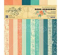 Graphic 45 Cafe Parisian 12x12 Patterns & Solids Paper Pad, Multicoloured