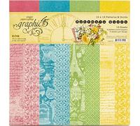Graphic 45 GR4502105 Ephemera Queen Pad, Patterns and Solid, 12 inch x 12 inch, 16 Sheet