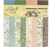 Graphic 45 GR4502136 Wood and Friends Pad, Patterns and Solid 12 inch x 12 inch