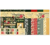 Graphic 45 Merry & Bright Collection Paper Pack and Patterns & Solids Pack - 12x12 Decorative Papers - 2 Items