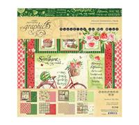 Graphic 45 Sunshine on My Mind Art Paper, 16 Sheets, 12x12 Inch, Multi-Color