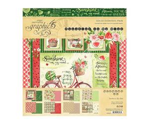 Graphic 45 Sunshine on My Mind Art Paper, 16 Sheets, 12x12 Inch, Multi-Color