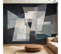 Graphic Abstract Wall Mural Wallpaper, Minimalist Polygons & Graphics Design, Grey Black Theme Photo Wallpaper, 158" x 110"/400 x 280 cm(WxH), Decorative Wall Mural for Bedroom and Living Room