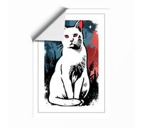 Graphic Cat Portrait Modern Unframed Wall Art Print A1 (84.1×59.4cm), Wall Decor for Living Room, Bedroom, Office & Home, Art Gift