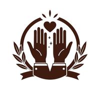 Graphic Design of Two Hands Raised in Prayer encircled by a Laurel Wreath Wall Decals PVC 42x44.7cm Easy Installation Coffee