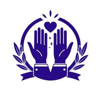 Graphic Design of Two Hands Raised in Prayer encircled by a Laurel Wreath Wall Decals PVC 54.6x58.1cm Art Mural Painting DarkBlue