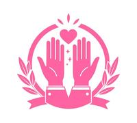 Graphic Design of Two Hands Raised in Prayer encircled by a Laurel Wreath Wall Decals PVC 67.2x71.5cm Multiple Size Options Pink