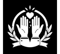 Graphic Design of Two Hands Raised in Prayer encircled by a Laurel Wreath Wall Stickers Paster Paper 42x44.7cm Art Decoration White