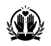 Graphic Design of Two Hands Raised in Prayer encircled by a Laurel Wreath Wall Stickers Paster Paper 67.2x71.5cm Removable Without Leaving Glue Black