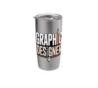 Graphic Designer Retro Typography with Pen Icon Stainless Steel Insulated Tumbler