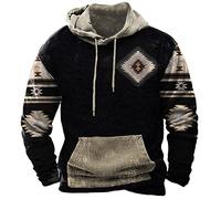 Graphic Hoodies for Men Long Sleeve Plaid Hooded Shirt African Patchwork Sweatshirt Tribal Ethnic Aztec Print Pullover (ZWadA-D, XXL)