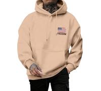 Graphic Hoodies for Men,Patriotic Freedom USA Flag | Loose Fit Hoodies Fall Pullover Sweatshirt | Streetwear XL Khaki