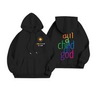 Graphic Hoodies I am a Child Of God Oversized Drawstring Sweatshirt Fall Teens Preppy Workout Casual Pullover with Pocket Jumpers for Women uk Black