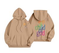 Graphic Hoodies I am a Child Of God Oversized Drawstring Sweatshirt Fall Teens Preppy Workout Casual Pullover with Pocket Jumpers for Women uk Khaki