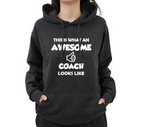 Graphic Imapct Inspired Bodybuilding GYM Freak This is what an awesome coach looks like Unisex Football Rugby Basketball Hoodie (Black, Large)