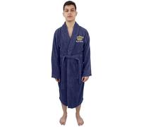 Graphic Impact 100% Soft Cotton Luxury Terry Towelling Fabric Gold King Crown Design with Custom Name Text Embroidery Mens Towelling Absorbent Dressing Gown Bathrobe (Navy, L-XL)