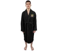 Graphic Impact 100% Soft Cotton Luxury Terry Towelling Fabric Gold King Crown Design with Custom Name Text Embroidery Mens Towelling Absorbent Dressing Gown Bathrobe (Black, L-XL)