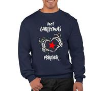 Graphic Impact Anti Christmas Forever Unisex Christmas Sweatshirt For Adults Funny Ugly Rude Novelty Xmas Jumper Festive Sweater Men Women Sweat Advent Accessories (Navy, XL)
