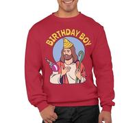 Graphic Impact Birthday Boy Jesus Unisex Christmas Sweatshirt Adults Kids Funny Xmas Jumper Sweat Advent Accessories(Red, S)