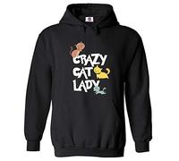 Graphic Impact Crazy Cat Lady Hoodies Funny Kitten Cats Lover Hoodie (Black,Small)