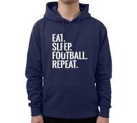 Graphic Impact Eat Sleep Football Repeat - Humorous Hoodie jumper sweatshirt hoody - Customized hooded sweater for Adults and Children, Unisex, Men, Women, Kids(M,Navy)