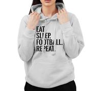 Graphic Impact Eat Sleep Football Repeat - Humorous Hoodie jumper sweatshirt hoody - Customized hooded sweater for Adults and Children, Unisex, Men, Women, Kids(S,Sports Grey)