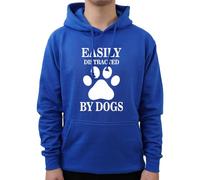 Graphic Impact Funny Easily Distracted By Dogs Dog Lover Puppy Amazing Novelty Hoodie (Royal Blue,XX-Large)