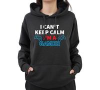 Graphic Impact Funny I Cant Keep Calm I Am A Gamer Sarcastic Gaming Freak Lover Adults Kids Unisex Hoodie(L, Black)
