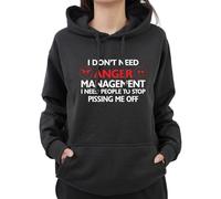 Graphic Impact Funny I Don’t Need Anger Management Sarcastic Quote Hood For Teen Adults Unisex Hoodie(L, Black)