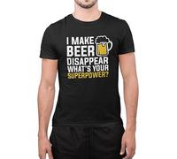 Graphic Impact Funny I Make Beer Disappear Drink Drunk Man Women Amazing T Shirt (XLarge, Black)
