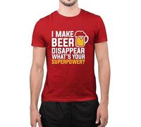 Graphic Impact Funny I Make Beer Disappear Drink Drunk Man Women Amazing T Shirt (XXLarge, Red)