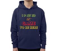 Graphic Impact Funny I Paused My Game To Be Here Funky Printed Tee For Gaming Lovers Gift For Gamers Kids Adults Unisex Hoodie(2XS, Navy, 9_11 Years)